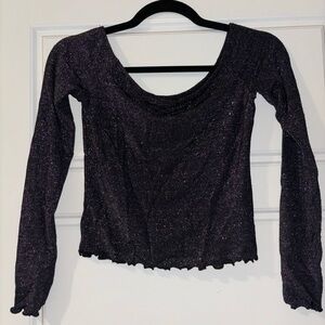 Women’s off the shoulder sparkly black crop top